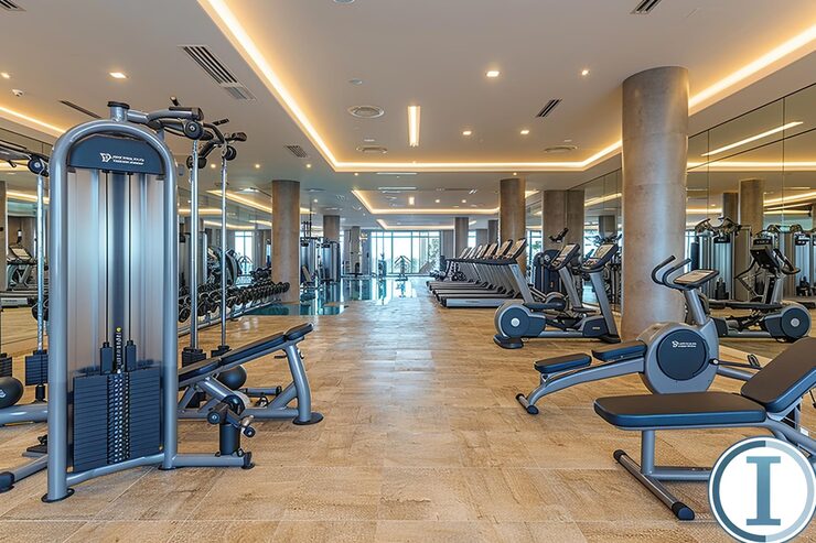 Clubhouse and gym with modern equipment